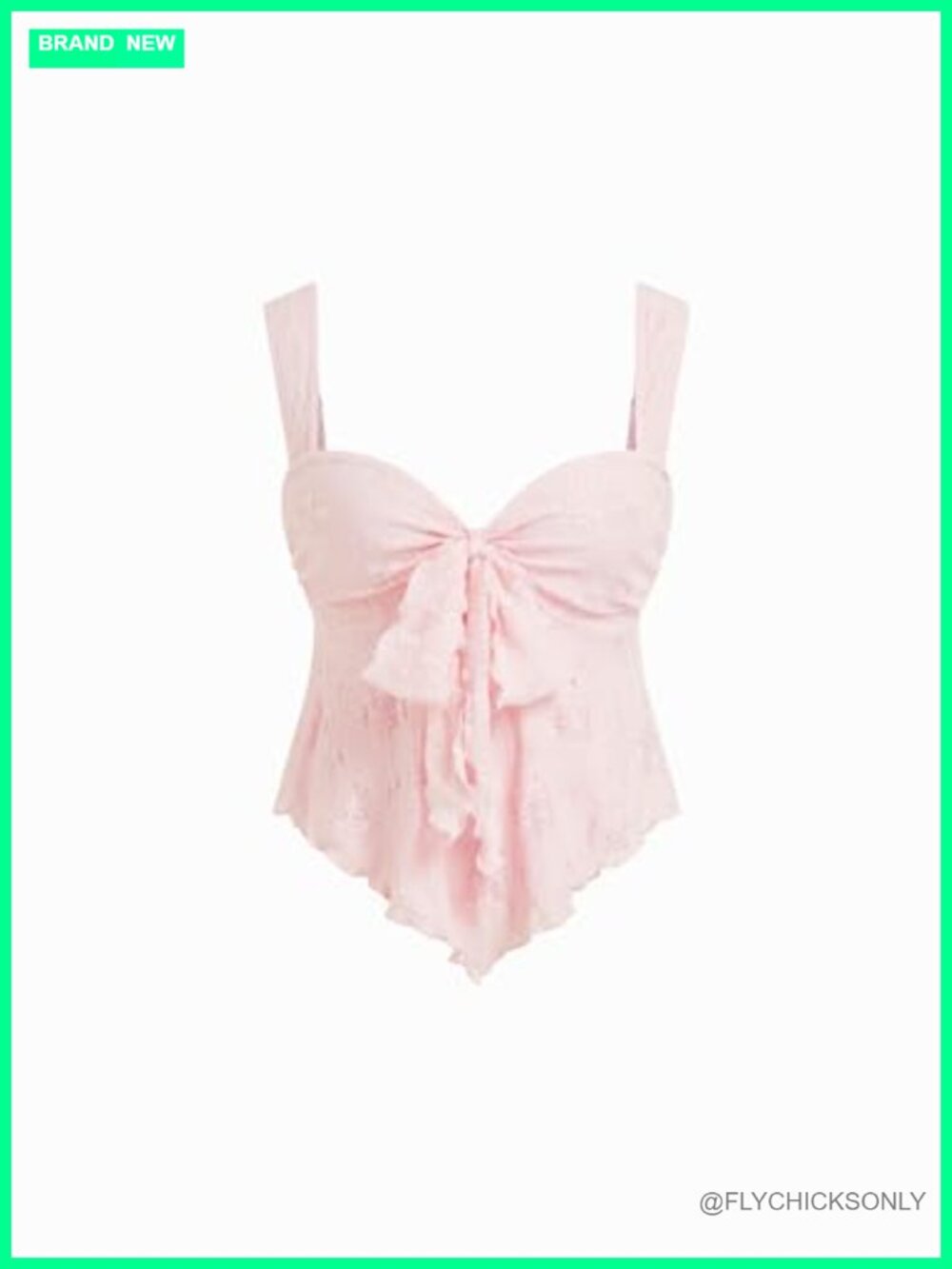 CIDER Lace Mesh Floral Babydoll Tank Top Bow Tie Front Sleeveless Cute Summer